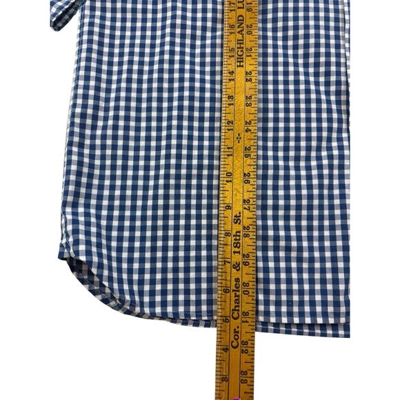 Southern Tide Shirt Navy Blue White Gingham Check Button Down Mens Large - Picture 9 of 10